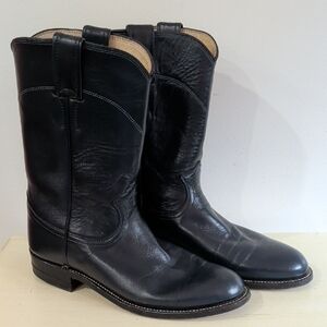Justin Boots Navy Blue Leather Western Boots Size 7